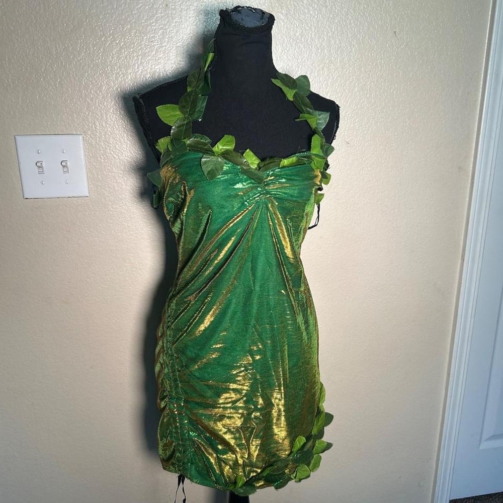 Spirit Halloween Lethal Beauty Poison Ivy Costume Green Metallic Dress Medium